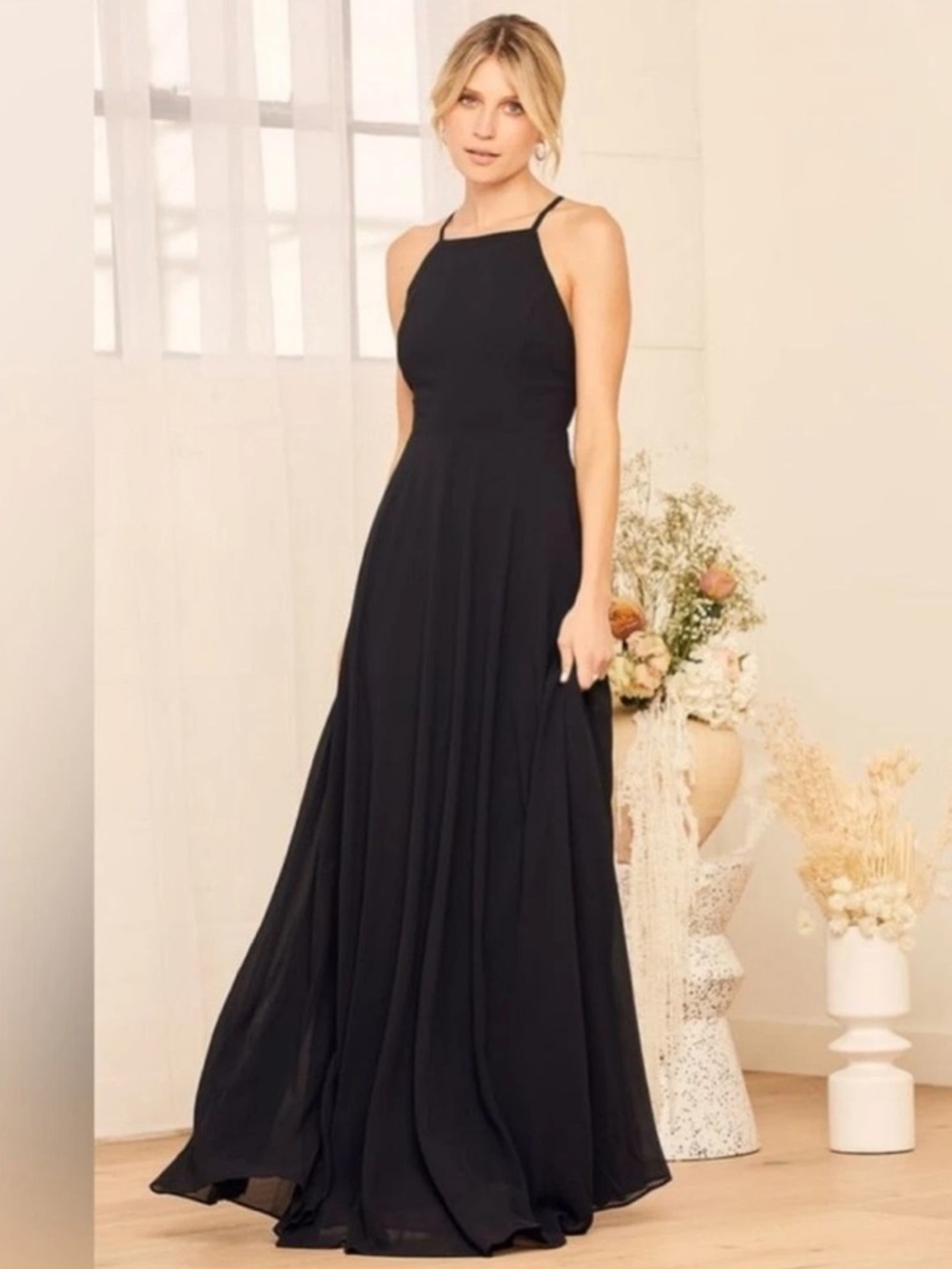 Lulus Mythical Kind of Love Maxi Dress Size Medium Black Evening Cocktail Prom